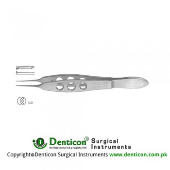 McPherson Suture Tying Forcep Straight - 1 x 2 Teeth with Tying Platform Stainless Steel, 10.5 cm - 4" Tip Size 0.4 mm
